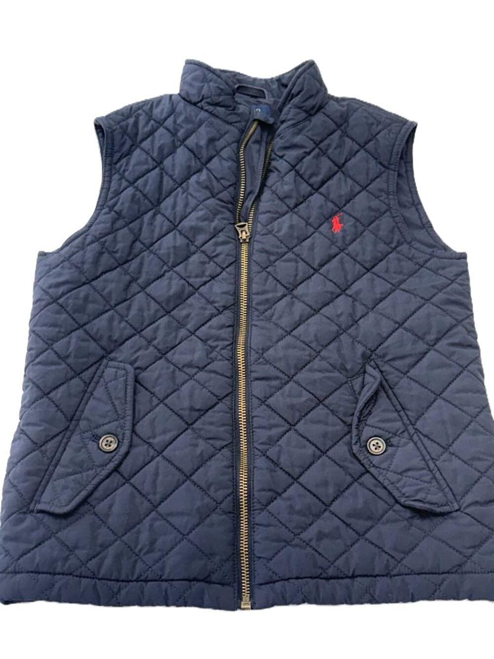 Polo Ralph Lauren Quilted Puffer Vest Preppy Old Money Kids 7 Navy 3898